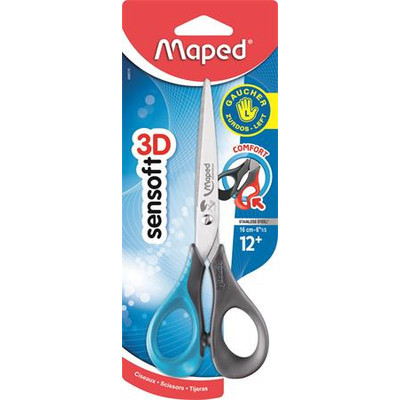 Olló, általános, 16 cm, balkezes, MAPED "Sensoft 3D", vegyes színek (szín nem választható)