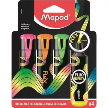   Szövegkiemelő készlet, 1-5 mm, MAPED "Fluo Peps Flex", 4 különböző szín 4 db