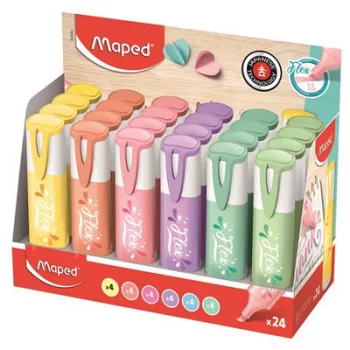   Szövegkiemelő display, 1-5 mm, MAPED "Fluo Peps Flex Pastel", pasztell szín 24 db