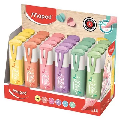 Szövegkiemelő display, 1-5 mm, MAPED "Fluo Peps Flex Pastel", pasztell szín 24 db