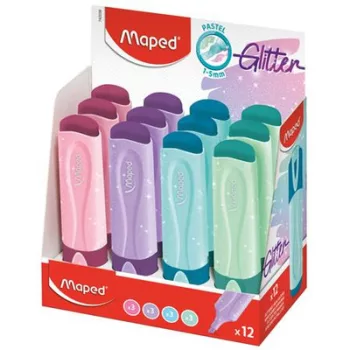   Szövegkiemelő display, 1-5 mm, MAPED "Glitter Fluo Peps", vegyes pasztell színek (szín nem választható) 12 db