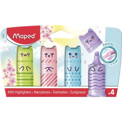 Szövegkiemelő készlet, 1-5 mm, MAPED "Mini Pastel", 4 különböző pasztell szín 4 db