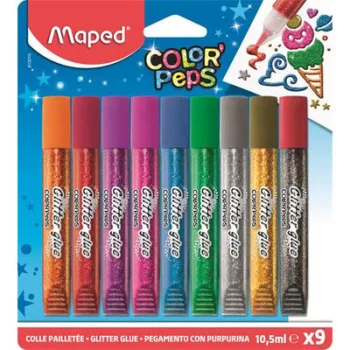   Csillámos ragasztó, MAPED "Color'Peps", 9 különböző szín 9 db