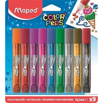 Csillámos ragasztó, MAPED "Color'Peps", 9 különböző szín 9 db