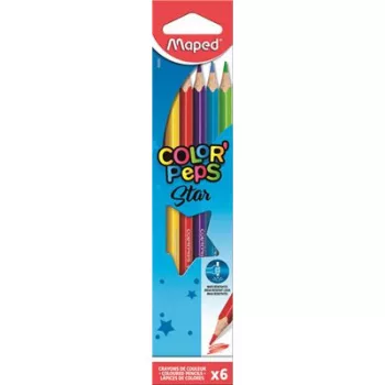  Színes ceruza készlet, háromszögletű, MAPED "Color'Peps Star", 6 különböző szín