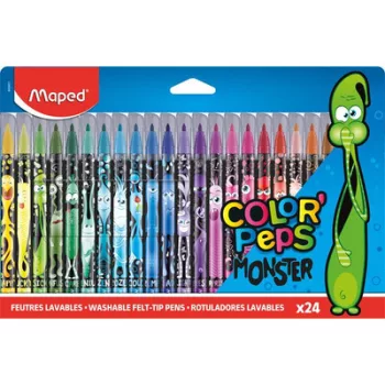   Filctoll készlet, 2,8 mm, kimosható, MAPED "Color'Peps Monster" 24 különböző szín 24 db