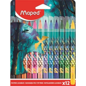   Filctoll készlet, 2,8 mm, kimosható, MAPED „Dragon sárkány”, 12 különböző szín 12 db