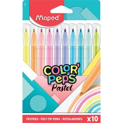 Filctoll készlet, 2,8 mm, kimosható, MAPED "Color'Peps Pastel", 10 különböző pasztell szín 10 db