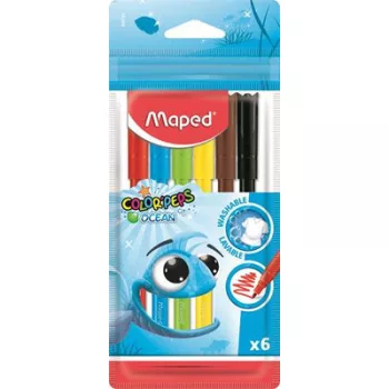   Filctoll készlet, 2 mm, kimosható, MAPED "Color'Peps Ocean", 6 különböző szín 6 db