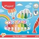 Filctoll készlet, 1-5 mm, kimosható, vastag, MAPED "Color'Peps Jumbo", 12 különböző szín 12 db