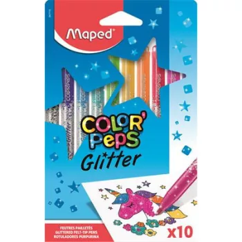   Filctoll készlet, 2,8 mm, csillámos, MAPED "Color'Peps Glitter", 10 különböző szín 10 db