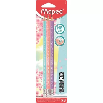   Grafitceruza radírral, HB, háromszögletű, MAPED "Black'Peps Pastel", vegyes pasztell színek (szín nem választható) 3 db