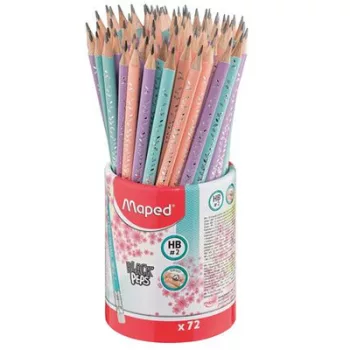   Grafitceruza radírral, ceruzatartó, HB, háromszögletű, MAPED "Black'Peps Pastel", vegyes pasztell színek (szín nem választható) 72 db