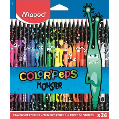 Színes ceruza készlet, háromszögletű, MAPED "Color'Peps Monster" 24 különböző szín 24 db