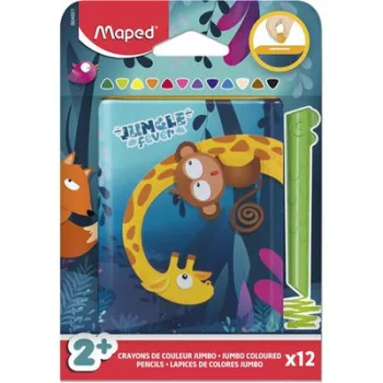   Színes ceruza készlet, fém perselyben, MAPED „Jungle Fever Infinity Kidy”, 12 különböző szín