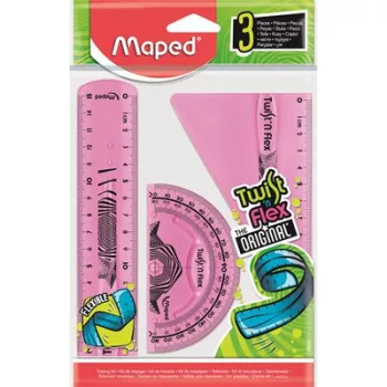   Vonalzókészlet, műanyag, törhetetlen, 3 darabos, MAPED "Twist'n Flex" 3 db