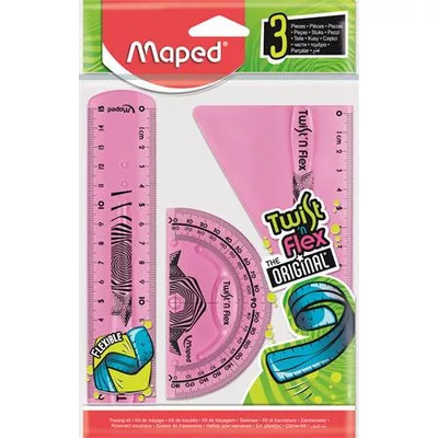 Vonalzókészlet, műanyag, törhetetlen, 3 darabos, MAPED "Twist'n Flex" 3 db