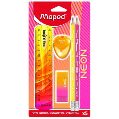Írószer készlet, 5 darabos, MAPED "Neon" 5 db