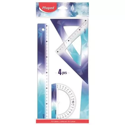 Vonalzókészlet, műanyag, törhetetlen, 4 darabos, MAPED „Arctic jégvilág” 4 db
