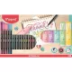 Kalligrafikus készlet, 22 darabos, MAPED "Lettering Set", 6 szövegkiemelő + 16 tűfilc különböző színekben 22 db