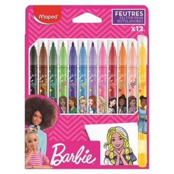   Filctoll készlet, 2,8 mm, kimosható, MAPED "Barbie", 12 különböző szín 12 db