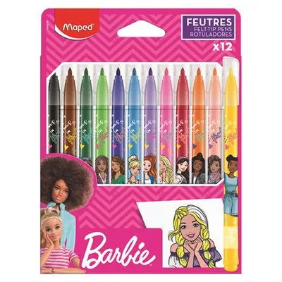 Filctoll készlet, 2,8 mm, kimosható, MAPED "Barbie", 12 különböző szín 12 db