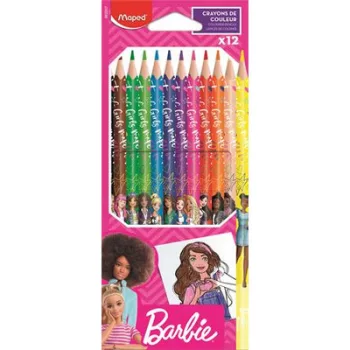   Színes ceruza készlet, háromszögletű, MAPED "Barbie", 12 különböző szín 12 db