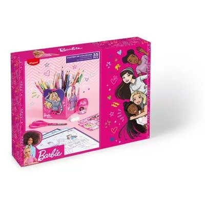 Színező készlet, ajándékdoboz, MAPED "Barbie", 35 darabos