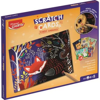   Képkarcoló készlet, erdei állatok, MAPED CREATIV "Scratch Cards" 1 készlet