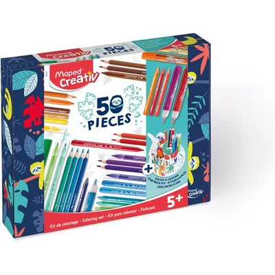 Színezőkészlet, írószertartóval, 50 darabos, MAPED CREATIV 1 készlet