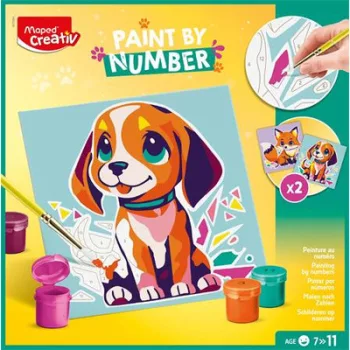   Számfestő készlet, kutya és róka, MAPED CREATIV "Paint by number" 1 készlet