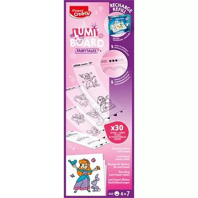 Kreatív rajzkészlet, kiegészítő sablon, tündérmese, MAPED CREATIV "Lumi Board" 30 db