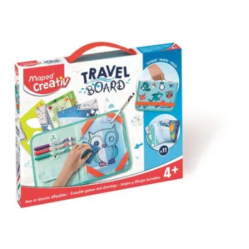   Kreatív készségfejlesztő tábla, utazótáskával, állati móka, MAPED CREATIV "Travel Board" 1 készlet