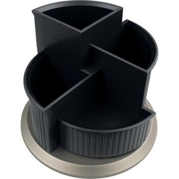   Írószertartó, forgatható, HELIT "Silver", fekete-ezüst