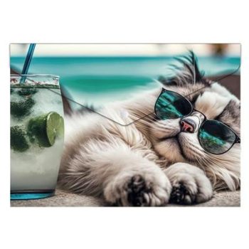   Irattartó tasak, A4 PP, patentos, 180 mikron, PANTA PLAST "Chillout cat"