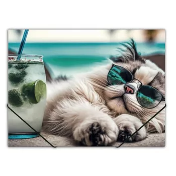   Gumis mappa, 15 mm, PP, A4, PANTA PLAST "Chillout cat" 1 db