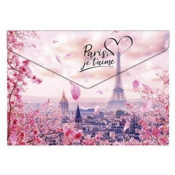   Irattartó tasak, A5 PP, patentos, 180 mikron, PANTA PLAST "Take me to Paris"