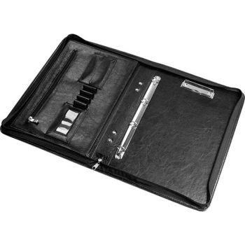   Konferencia mappa, A4, cipzáras, 4 gyűrűs, 50 mm, PANTA PLAST, fekete