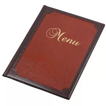   Étlaptartó, A4, bőrhatású, PANTA PLAST "Keretes Menu", sötétbarna-gesztenyebarna 1 db