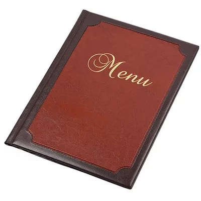 Étlaptartó, A4, bőrhatású, PANTA PLAST "Keretes Menu", sötétbarna-gesztenyebarna 1 db