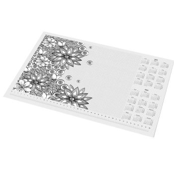   Könyökalátét, A3, 410x297 mm, színezhető, PANTA PLAST, "virágos"