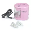 Hegyező, kétlyukú, asztali, elemes, USB töltővel, RAPESCO"PS12-USB", világos rózsaszín 1 db