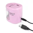 Hegyező, kétlyukú, asztali, elemes, USB töltővel, RAPESCO"PS12-USB", világos rózsaszín 1 db