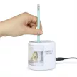 Hegyező, kétlyukú, asztali, elemes, USB töltővel, RAPESCO"PS12-USB", fehér 1 db