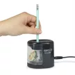 Hegyező, kétlyukú, asztali, elemes, USB töltővel, RAPESCO"PS12-USB", fekete 1 db