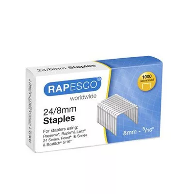 Tűzőkapocs, 24/8, horganyzott, RAPESCO 1000 db