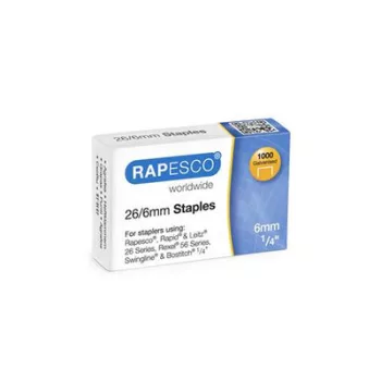 Tűzőkapocs, 26/6, horganyzott, RAPESCO 1000 db