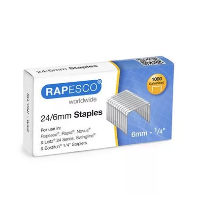Tűzőkapocs, 24/6, horganyzott, RAPESCO 1000 db