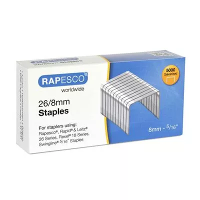 Tűzőkapocs, 26/8, horganyzott, RAPESCO 5000 db