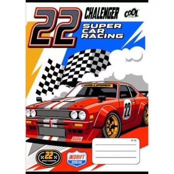   Füzet, tűzött, A5, kockás, 32 lap, COOL BY VICTORIA "Race cars", "27-32" 1 db